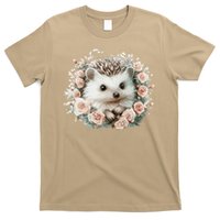 Adorable Hedgehog In Floral Frame T-Shirt