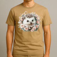 Adorable Hedgehog In Floral Frame T-Shirt