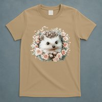 Adorable Hedgehog In Floral Frame T-Shirt