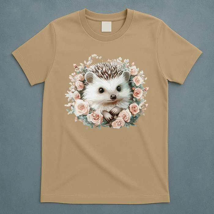 Adorable Hedgehog In Floral Frame T-Shirt
