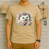 Adorable Hedgehog In Floral Frame T-Shirt