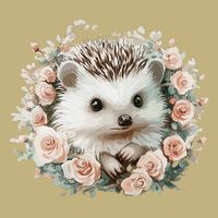 Adorable Hedgehog In Floral Frame Button