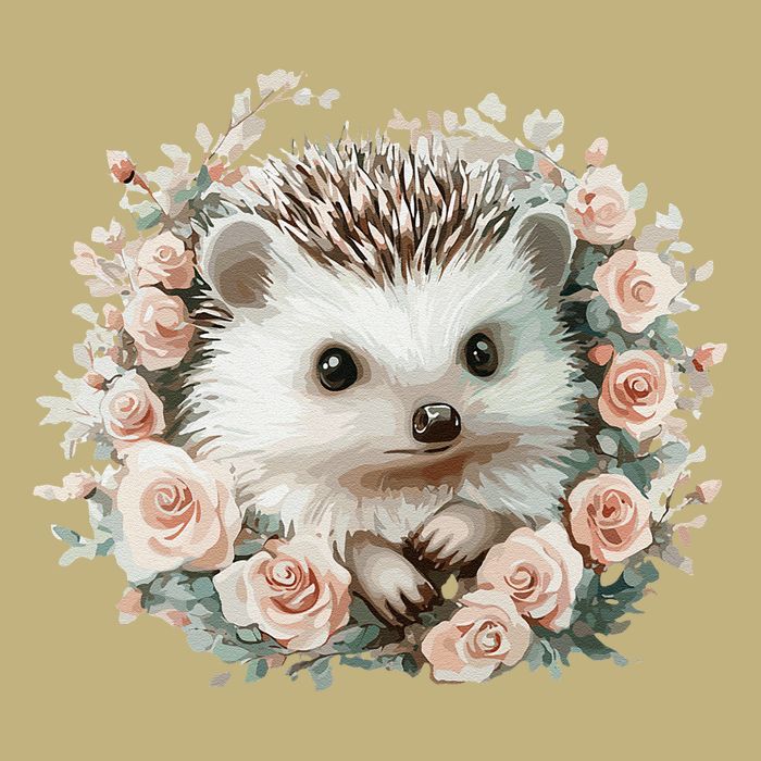 Adorable Hedgehog In Floral Frame Button