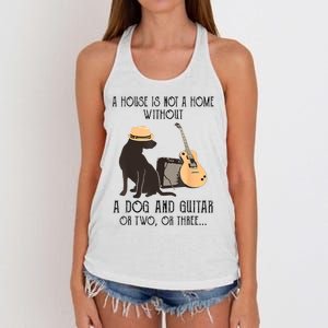 A House Is Not A Home Without A Dog And Guitar Or Two Women's Knotted Racerback Tank