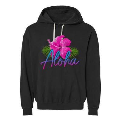 Aloha Hawaiian Islands Hawaii Surf Hibiscus Flower Surfer Cool Gift Garment-Dyed Fleece Hoodie
