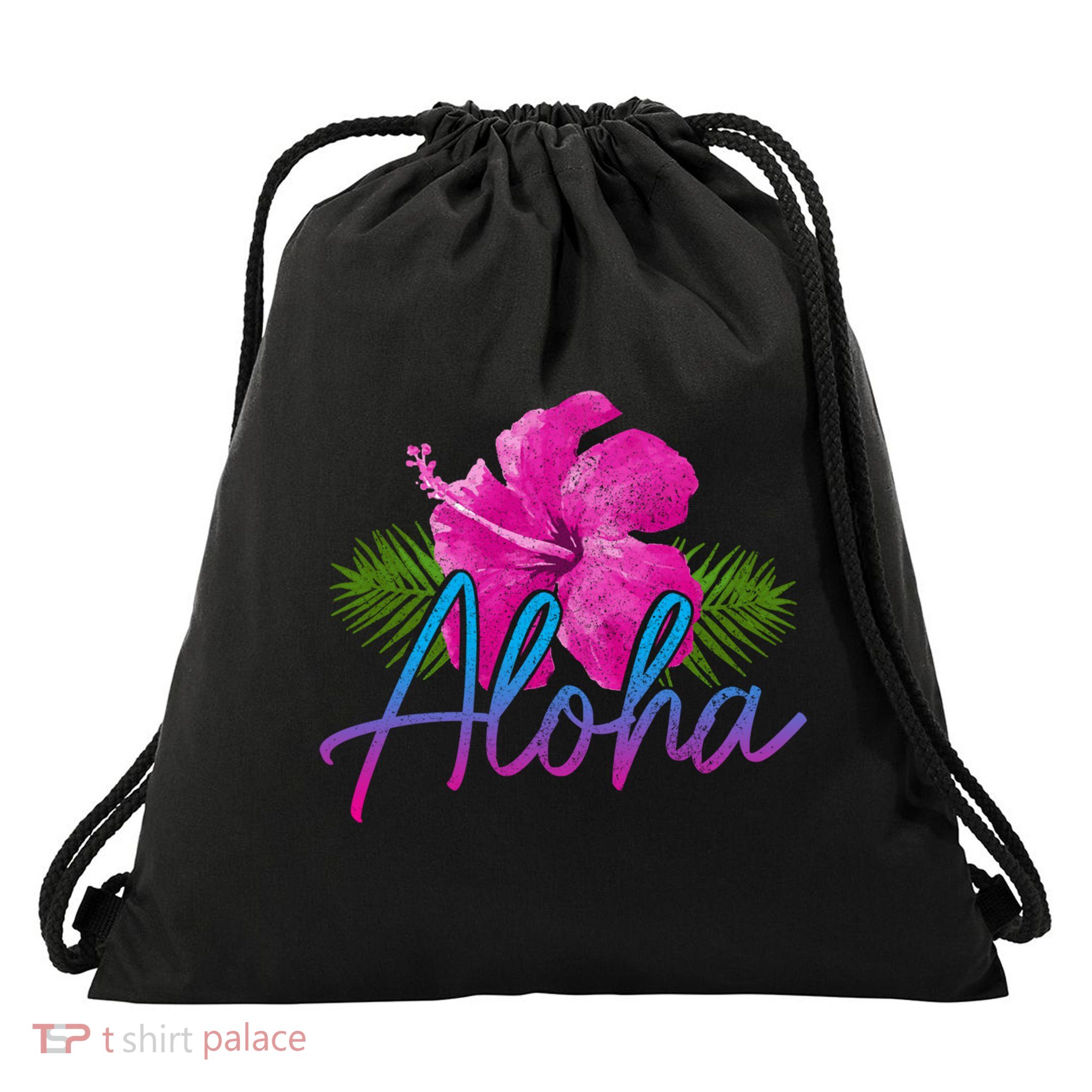 Aloha Hawaiian Islands Hawaii Surf Hibiscus Flower Surfer Cool Gift Drawstring Bag