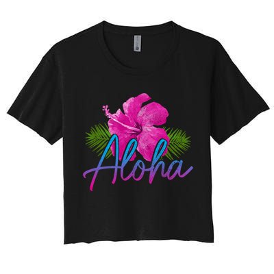 Aloha Hawaiian Islands Hawaii Surf Hibiscus Flower Surfer Cool Gift Crop Top