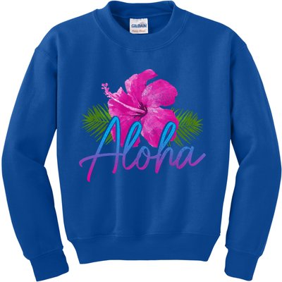 Aloha Hawaiian Islands Hawaii Surf Hibiscus Flower Surfer Cool Gift Kids Sweatshirt