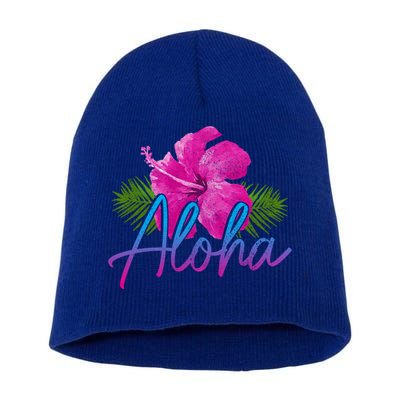 Aloha Hawaiian Islands Hawaii Surf Hibiscus Flower Surfer Cool Gift Short Acrylic Beanie