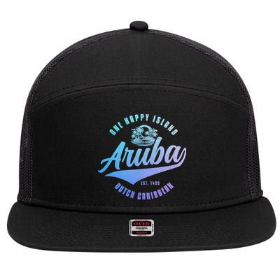 Aruba Happy Island Craibbean Souvenir Pride Vintage 7 Panel Mesh Trucker Snapback Hat