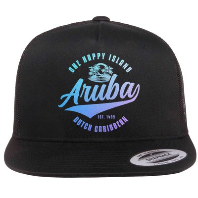 Aruba Happy Island Craibbean Souvenir Pride Vintage Flat Bill Trucker Hat