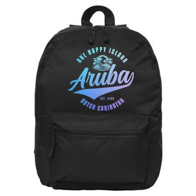 Aruba Happy Island Craibbean Souvenir Pride Vintage 16 in Basic Backpack