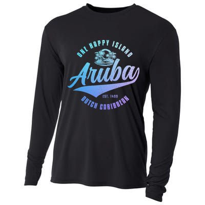 Aruba Happy Island Craibbean Souvenir Pride Vintage Cooling Performance Long Sleeve Crew