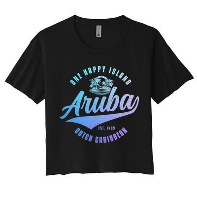 Aruba Happy Island Craibbean Souvenir Pride Vintage Women's Crop Top Tee