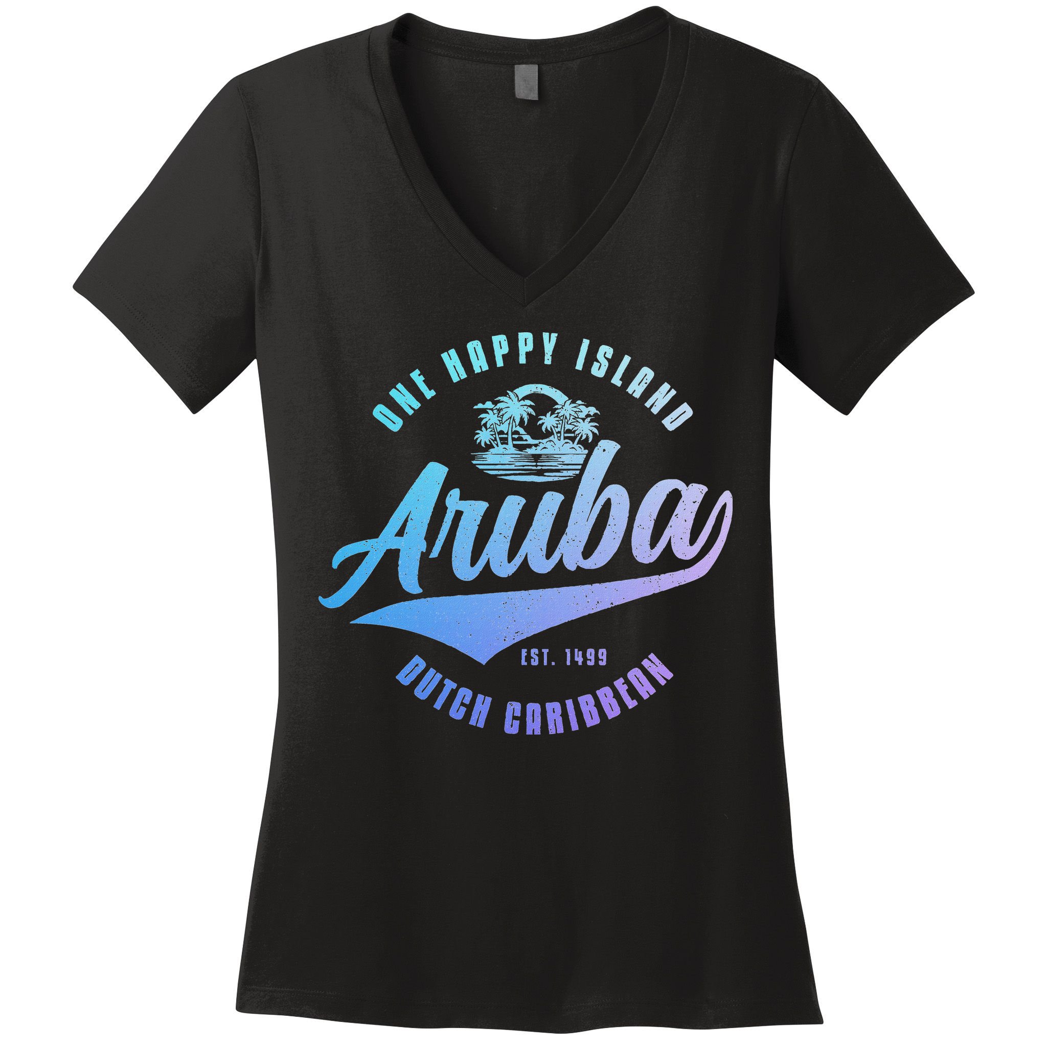 Aruba Happy Island Craibbean Souvenir Pride Vintage Women's V-Neck T-Shirt