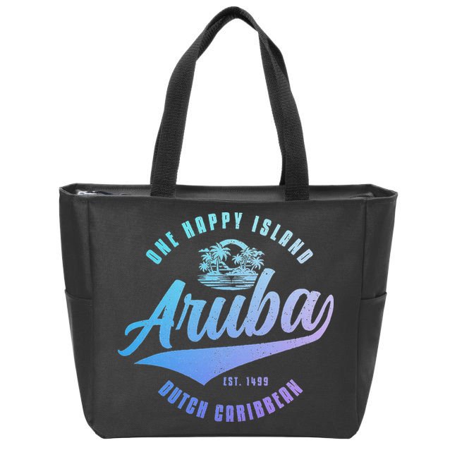 Aruba Happy Island Craibbean Souvenir Pride Vintage Zip Tote Bag