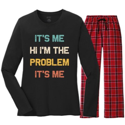 Anti Hero Its Me Hi Im The Problem Its Me Retro Vintage Women's Long Sleeve Flannel Pajama Set 