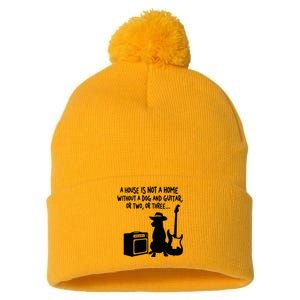 A House Is Not A Home Without A Dog And Guitar Or Two Greate Pom Pom 12in Knit Beanie