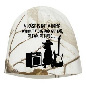 A House Is Not A Home Without A Dog And Guitar Or Two Greate Kati - Camo Knit Beanie