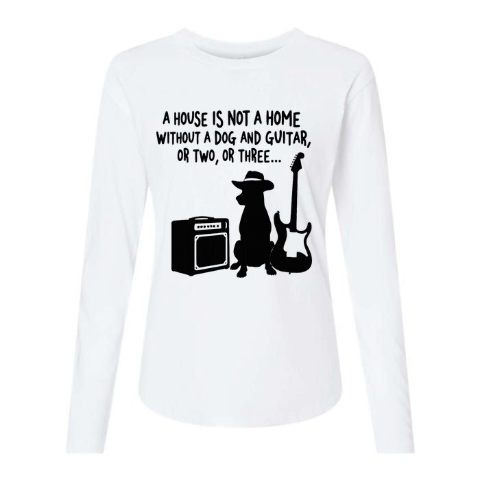 A House Is Not A Home Without A Dog And Guitar Or Two Greate Womens Cotton Relaxed Long Sleeve T-Shirt