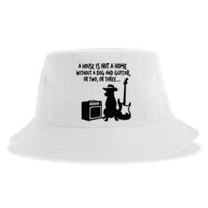 A House Is Not A Home Without A Dog And Guitar Or Two Greate Sustainable Bucket Hat