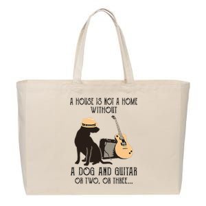 A House Is Not A Home Without A Dog And Guitar Or Two Cotton Canvas Jumbo Tote