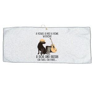 A House Is Not A Home Without A Dog And Guitar Or Two Large Microfiber Waffle Golf Towel