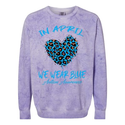 Autism Heart In April We Wear Blue Autism Awareness Month Colorblast Crewneck Sweatshirt