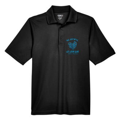 Autism Heart In April We Wear Blue Autism Awareness Month Men's Origin Performance Pique Polo