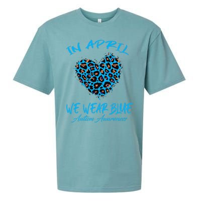 Autism Heart In April We Wear Blue Autism Awareness Month Sueded Cloud Jersey T-Shirt