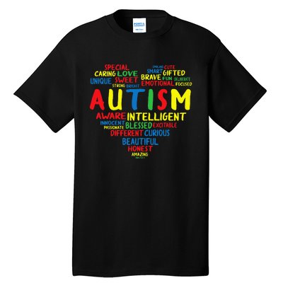 Autism Heart Intelligent Emotional Honest Awareness Tall T-Shirt