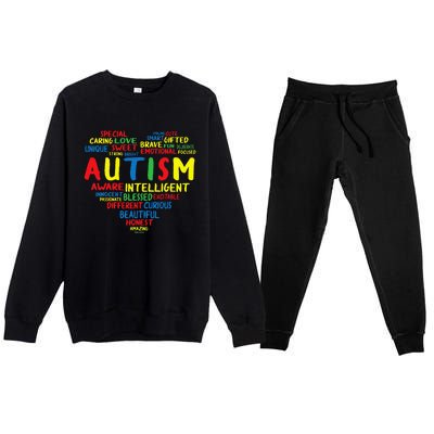 Autism Heart Intelligent Emotional Honest Awareness Premium Crewneck Sweatsuit Set