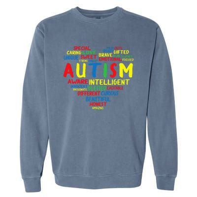 Autism Heart Intelligent Emotional Honest Awareness Garment-Dyed Sweatshirt