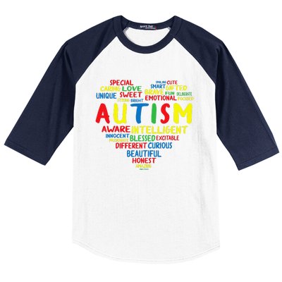 Autism Heart Intelligent Emotional Honest Awareness Baseball Sleeve Shirt