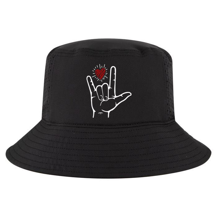 Asl Heart I Love You Hand Sign Language Valentines Day Cool Comfort Performance Bucket Hat