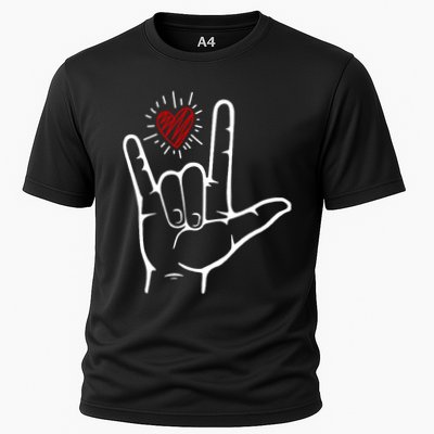 Asl Heart I Love You Hand Sign Language Valentines Day Performance Shirt