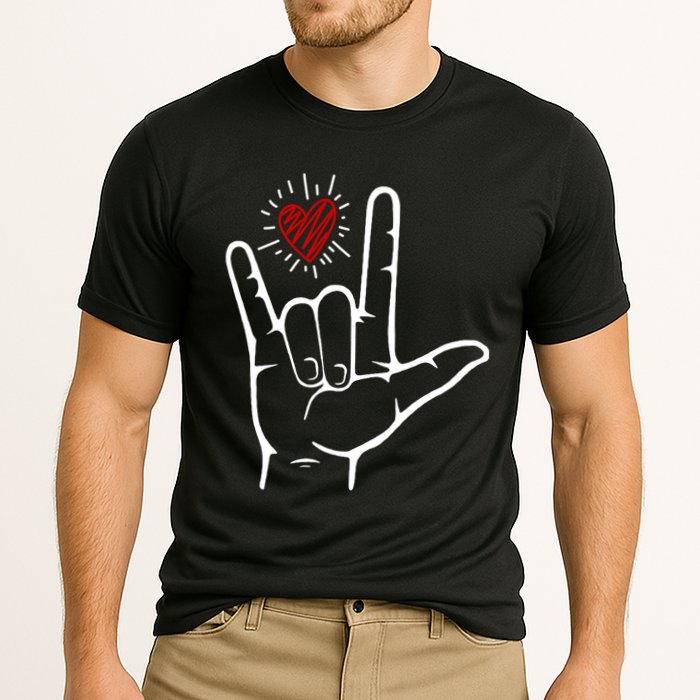 Asl Heart I Love You Hand Sign Language Valentines Day Cooling Performance Crew T-Shirt