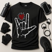 Asl Heart I Love You Hand Sign Language Valentines Day Cooling Performance Crew T-Shirt
