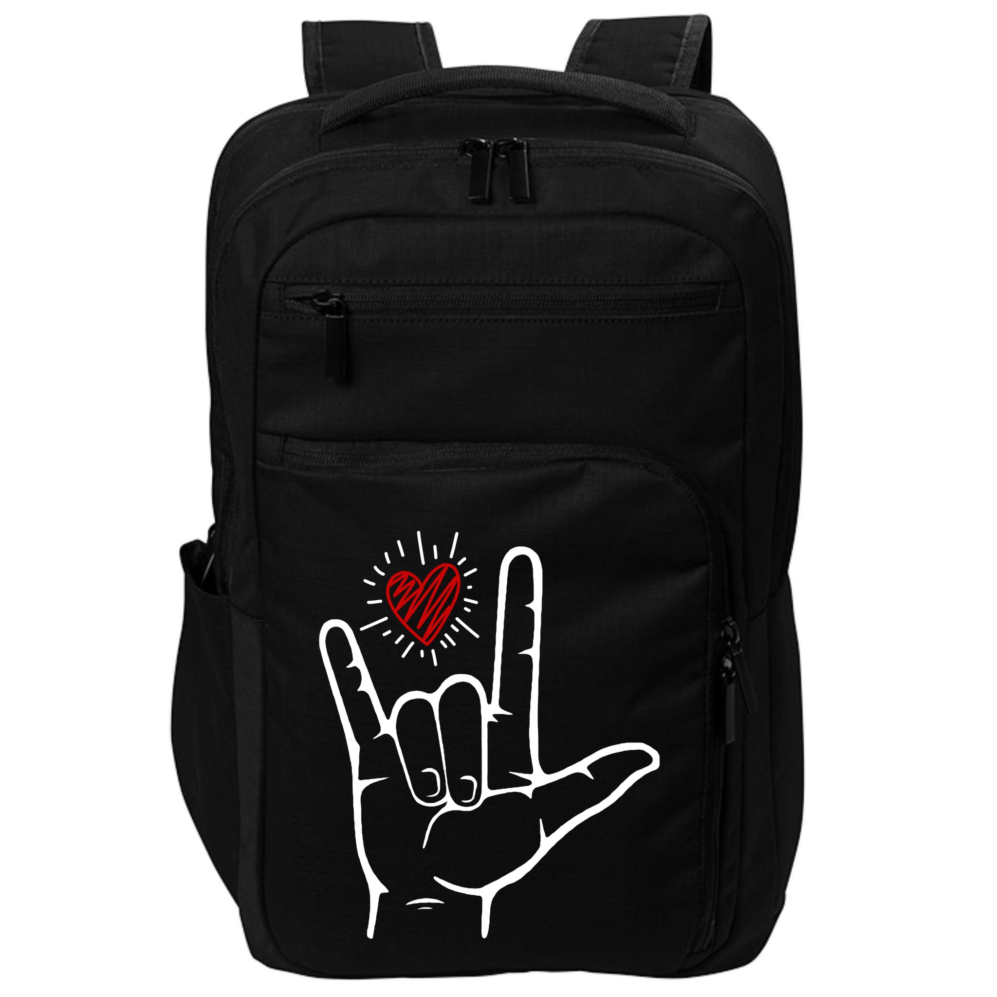 Asl Heart I Love You Hand Sign Language Valentines Day Impact Tech Backpack