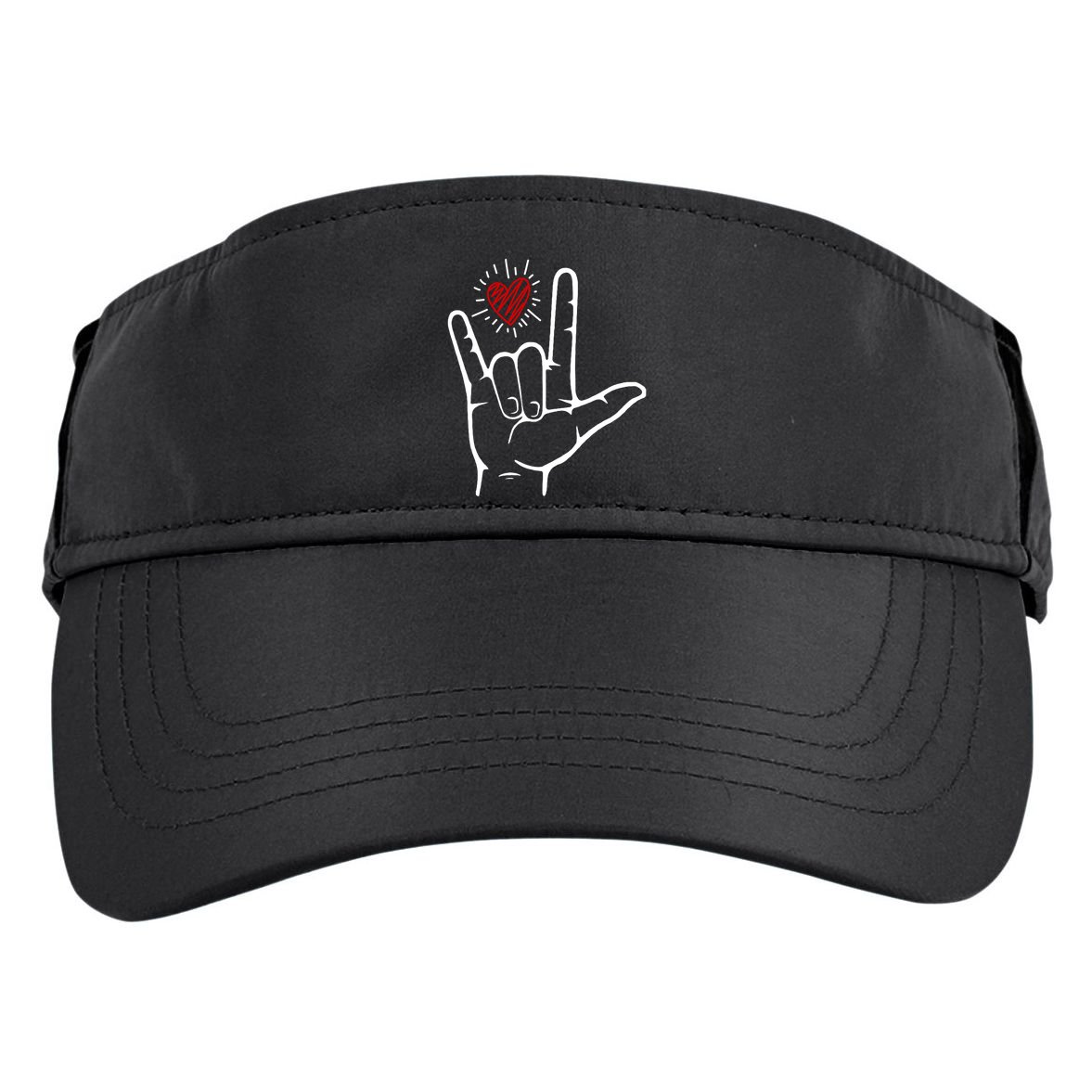 Asl Heart I Love You Hand Sign Language Valentines Day Adult Drive Performance Visor