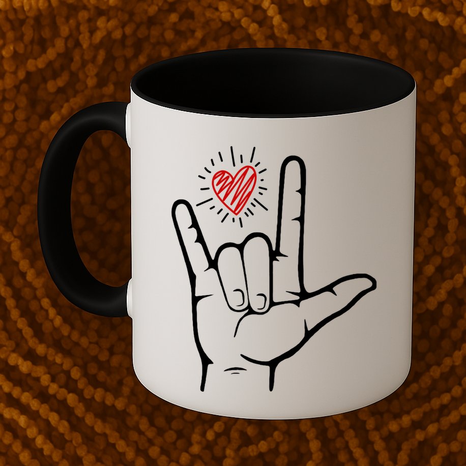 Asl Heart I Love You Hand Sign Language Valentines Day Mug