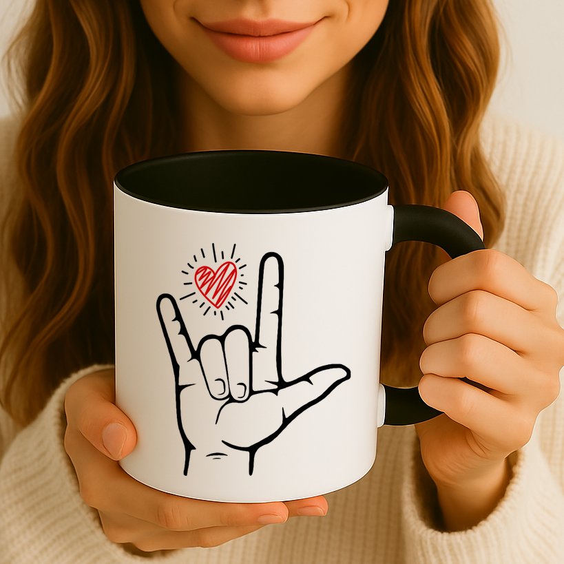 Asl Heart I Love You Hand Sign Language Valentines Day Mug
