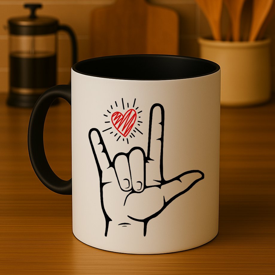Asl Heart I Love You Hand Sign Language Valentines Day Mug