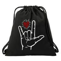 Asl Heart I Love You Hand Sign Language Valentines Day Drawstring Bag