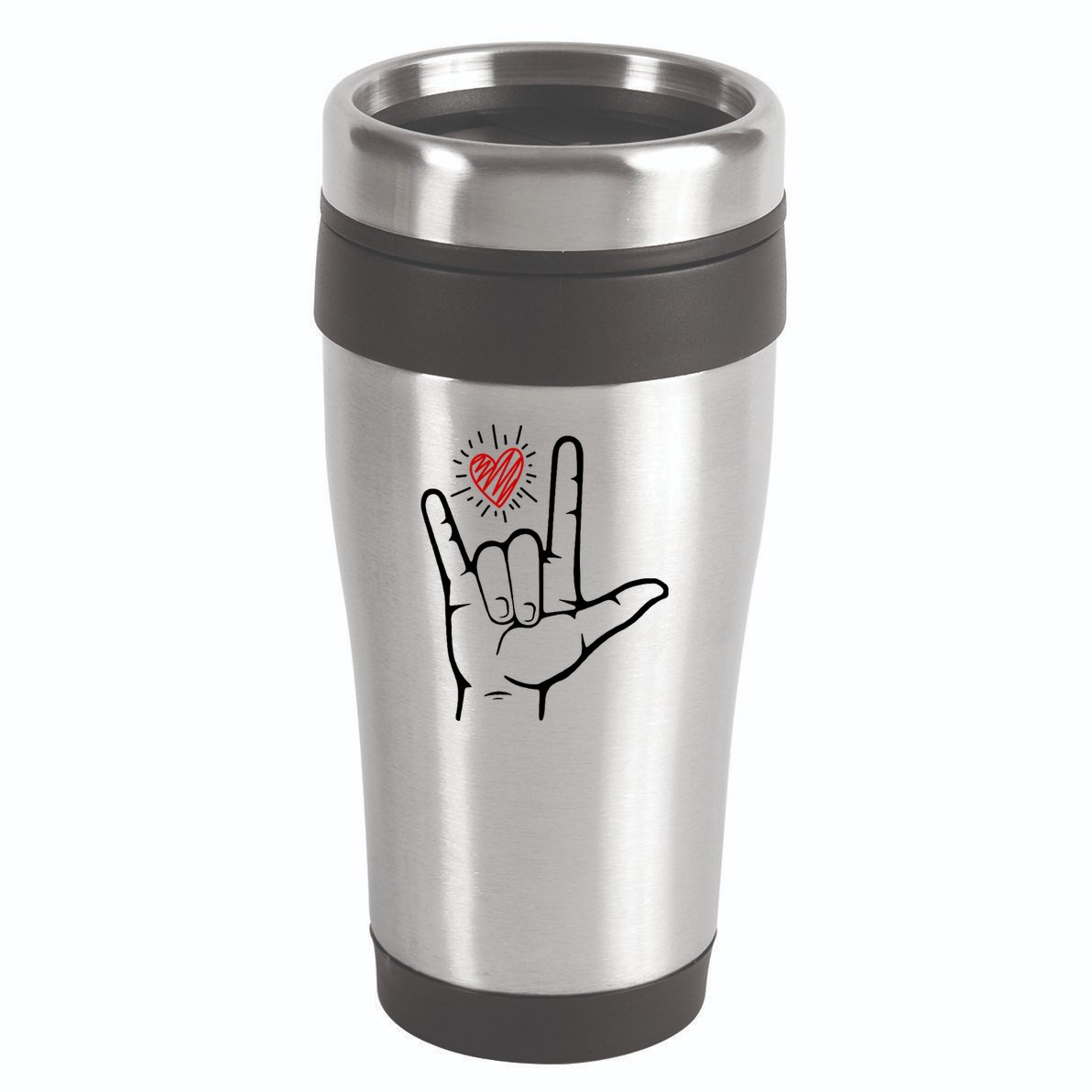 Asl Heart I Love You Hand Sign Language Valentines Day 16oz Travel Tumbler