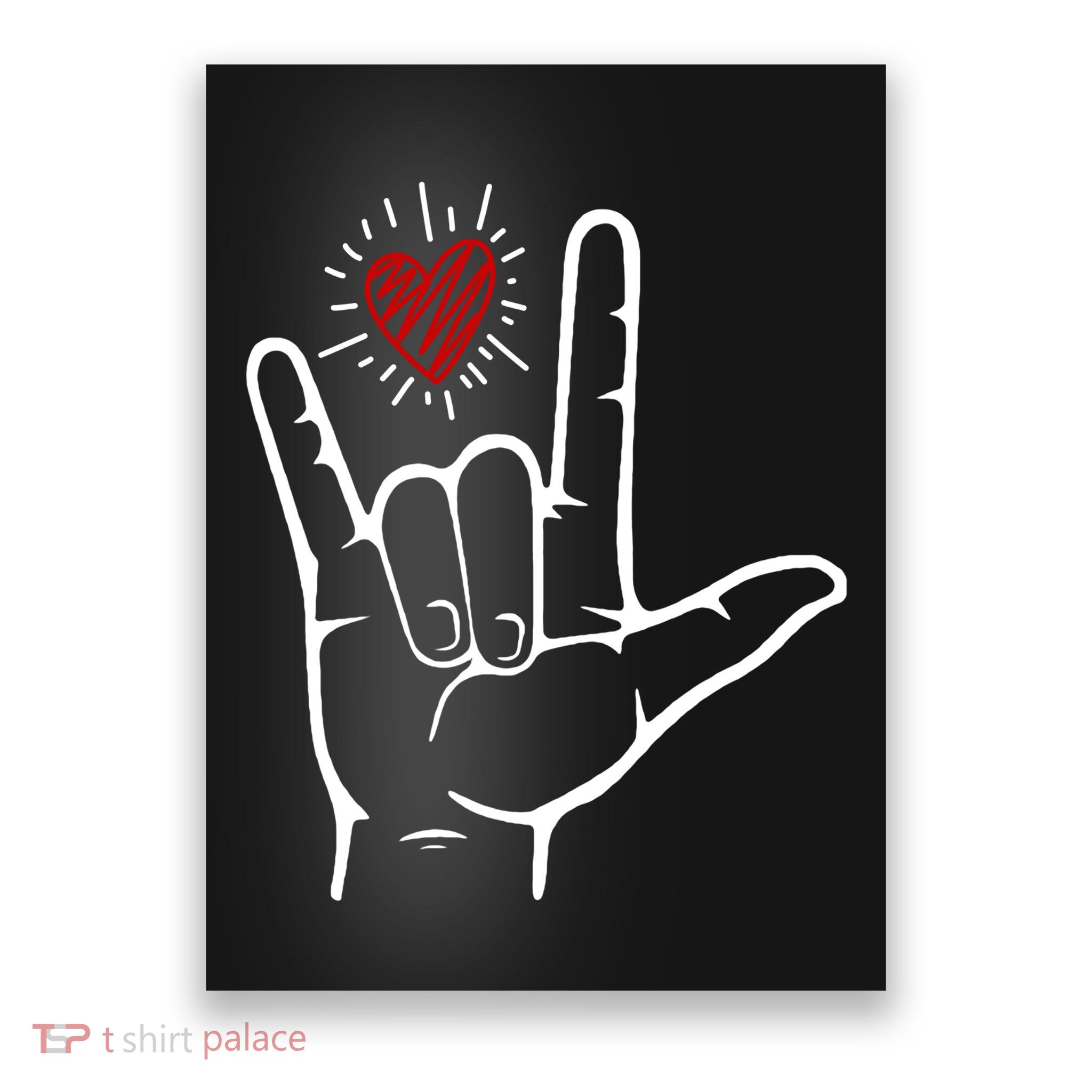 Asl Heart I Love You Hand Sign Language Valentines Day Poster