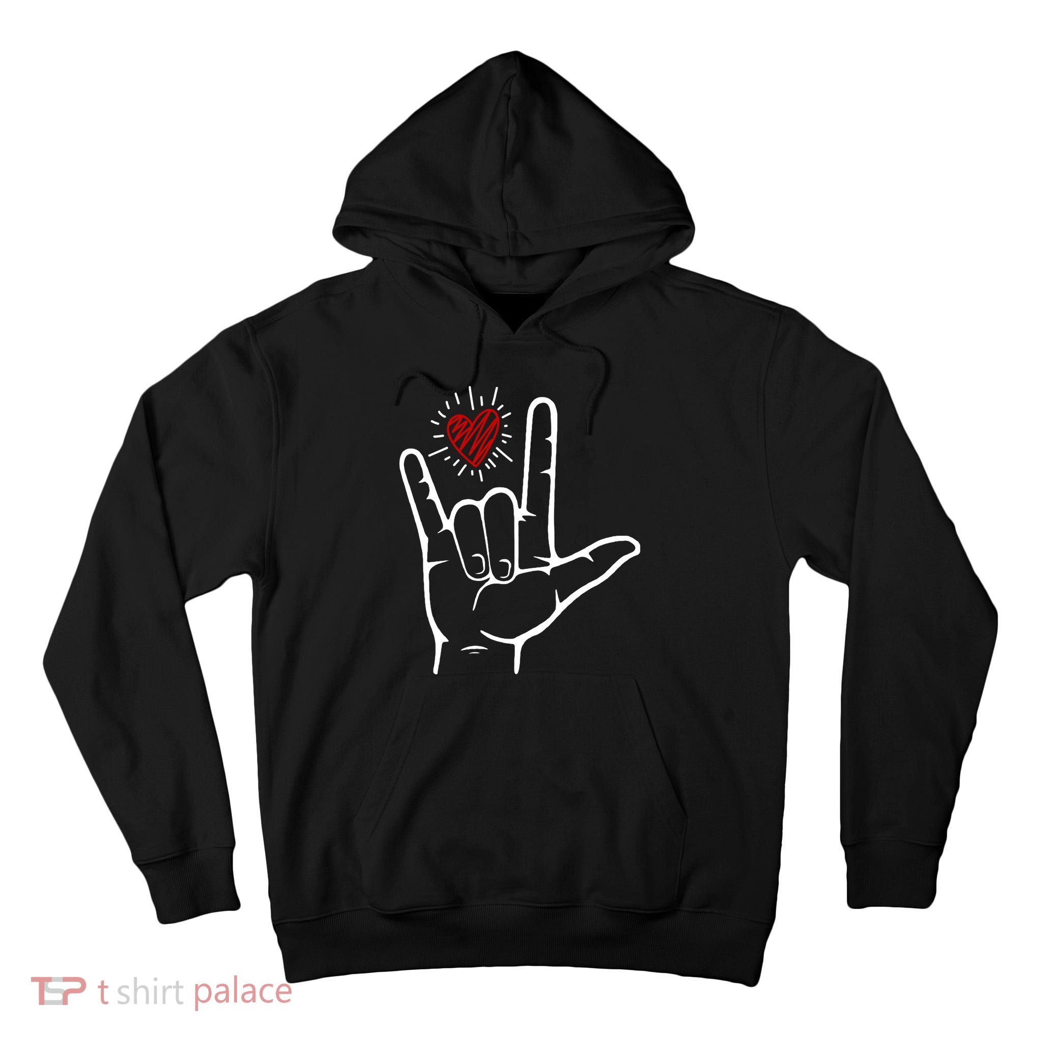 Asl Heart I Love You Hand Sign Language Valentines Day Tall Hoodie