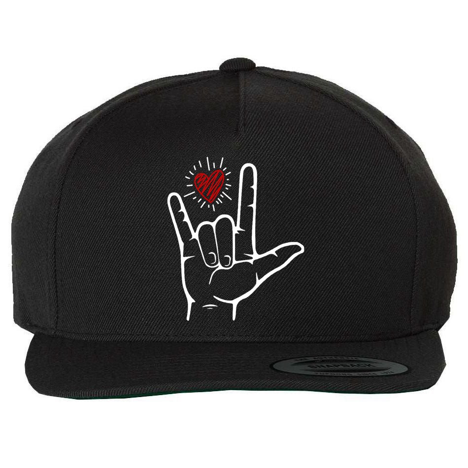 Asl Heart I Love You Hand Sign Language Valentines Day Wool Snapback Cap