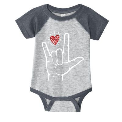 Asl Heart I Love You Hand Sign Language Valentines Day Infant Baby Jersey Bodysuit