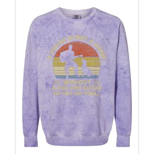 A House Is Not A Home Without A Dog And Guitar Or Two Retro Colorblast Crewneck Sweatshirt